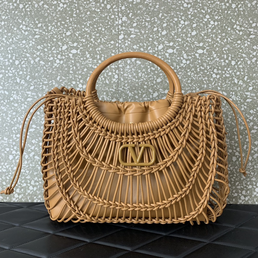 Valentino Garavani AllKnots Shopper Bag in Cappuccino Hand-woven Leather